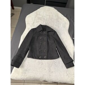 Express Double Breast Charcoal Gray Peacoat Size Medium Wool Blend Jacket Coat